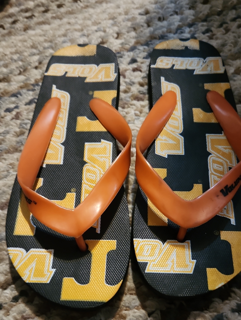 Black And Orange TN VOLS Flip Flops Size 6